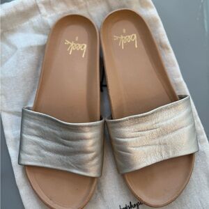 beek Gallito Leather Slide Sandals - platinum/beach - size 8